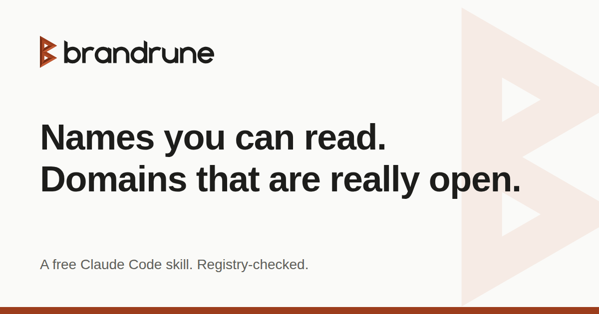 The Brandrune social card: names you can read, domains that are really open